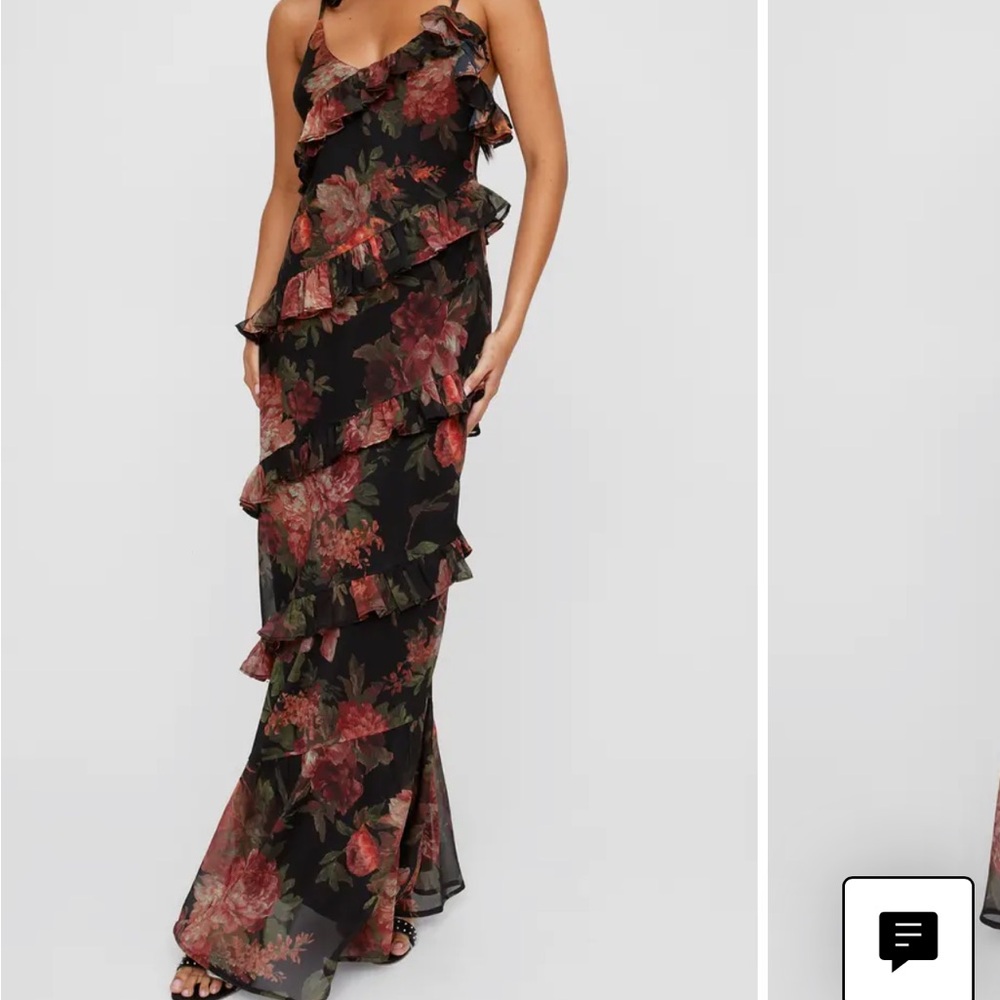 Nasty Gal Floral Ruffle Tiered Chiffon Dress